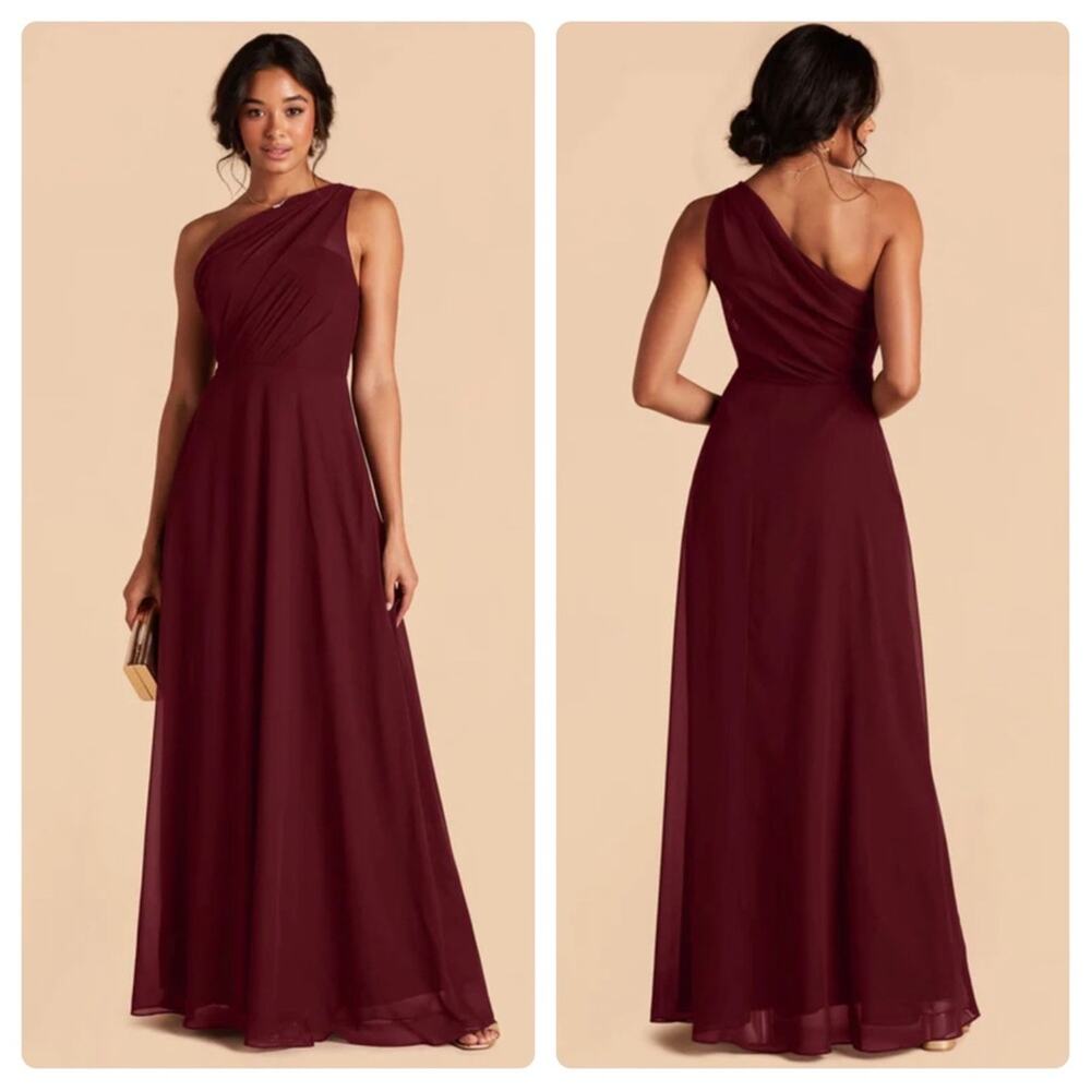 Birdy Grey Kira Chiffon One Shoulder Bridesmaid Dress in Cabernet Sz S NEW
